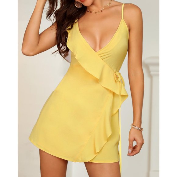 CBR Dresses & Skirts - NWT CBR Yellow Wrap Dress ✨ Sz S